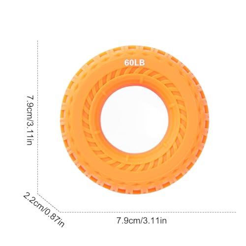 Tire Tread Silicone Grip Strengthener Ring, Non-Slip Finger Exerciser for Strength Training & Stress Relief - color: Orange