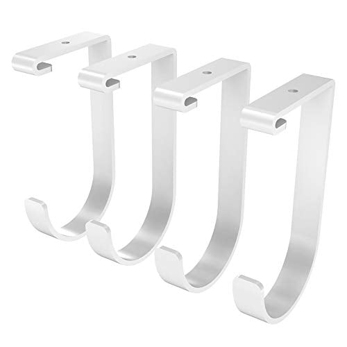FLEXIMOUNTS 4 Pack Add-On Storage Flat Hooks, White | Accessory for Garage Ceiling Rack and Wall Shelving, Max Weight Capacity up to 50 lbs - color: White