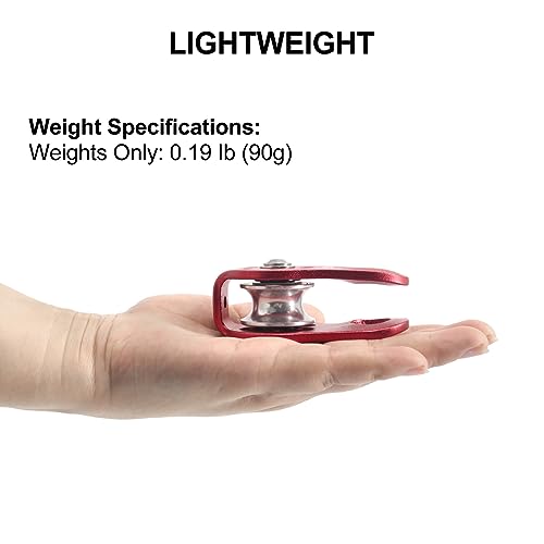 Fixed Plate Micro Pulley,28KN CE Certified General Purpose Small Aluminum Rope Pulleys for Climbing/Aloft Work/Rappelling/Rescue Etc - color: One Unit (28KN Pulley Red)