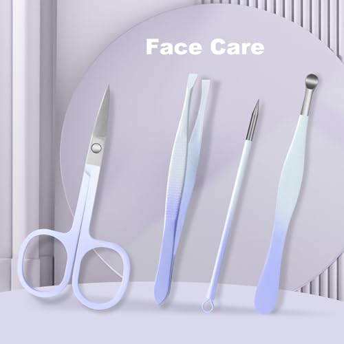 Manicure Set, 10 pcs High-Carbon Steel Nail Clippers Set, Portable Mini Manicure and Pedicure Kit, Travel Grooming Nail Kit with Leather Bag for Men and Women - color: Purple