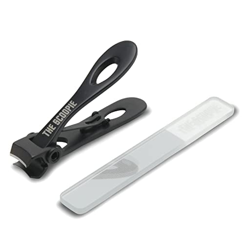 15mm Wide Jaw Stainless Steel Nail Clippers - Men & Women - Black Mini | Toenail clippers and fingernail clipper with nano fiber file, manicure pedicure set for adults, compact travel grooming tool - size: Medium