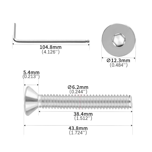 1/4-20x1-3/4 Flat Head Socket Cap Screws Bolts 30pcs HS/JXLS-03 | 304 Stainless Steel, UNC Coarse Full Thread, Equipped with Phillips Bit, for DIY, for Repair, Install Furniture Screws - size: 1/4-20x1-3/4"