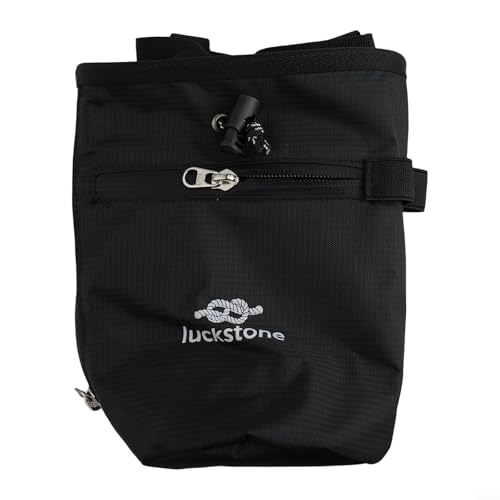 Climbing Chalk Bag, Anti-Leak Drawstring, 420D Oxford with Phone Pocket, for Rock Climbing Gym Weightlifting Bouldering(Black) - size: Black