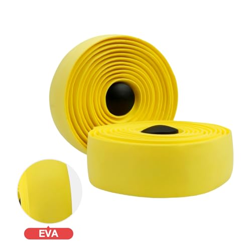 BD13 Bike Handlebar Tape, EVA Road Bike Bar Tape with Shock Absorbing Cushioning, Anti-Slip Bicycle Handlebar Wrap, Heavy-Duty Acrylic Double Sided Tape, (Yellow) - color: yellow