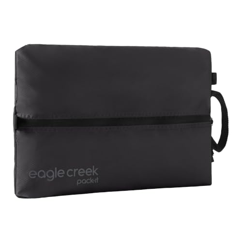 Eagle Creek Pack-It Isolate Shoe Sack, Black | Shoe Sack for Travel, Lightweight and Portable, Washable, Water-Resistant, Easy-Grab Zipper, Top Handle