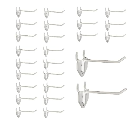 Eastern Tree 30 Packs 4" Metal Pegboard Hooks, Standard Hooks is Fit to Pegboard Display and Pegboard Panels, White - size: 4 Inch