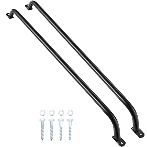 Lounsweer 2 Pcs,39 Inch Playground Safety Handles, Long Grab Bars,Black | Playhouse Ladder Handles, Treehouse Accessories, Rock Climbing Wall, Metal Grab Bars, Safety Handrails, Playground Equipment - color: Black, size: 39 Inch