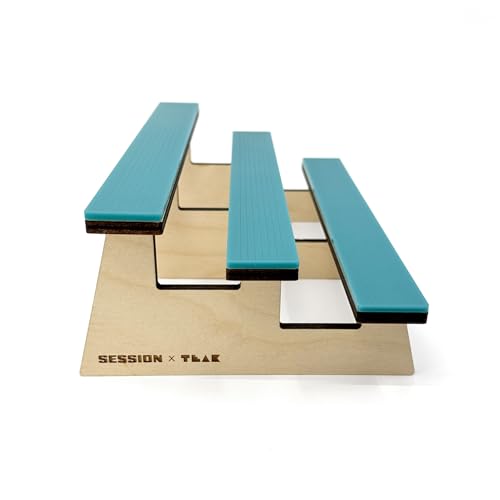 Teak Tuning x Session Wooden Fingerboard Obstacle - The Bleachers, Baltic Birch Wood with Teal Acrylic Surface, 9.75 x 6.25 x 3.5 Inches