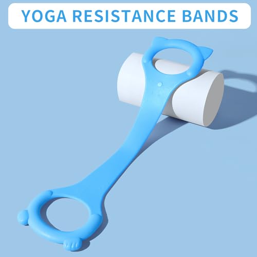 Figure 8 Fitness Resistance Band with Handles, Arm & Back Training Elastic Rope for Pure Barre Workout, Chest, Shoulder Stretching Exercise Equipment for Yoga, Pilates & Physical Therapy, Blue