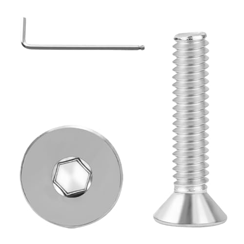 1/4-20x1-1/4 Flat Head Socket Cap Screws Bolts 30pcs HS/JXLS-03 | 304 Stainless Steel, UNC Coarse Full Thread, Equipped with Phillips Bit, for DIY, for Repair, Install Furniture Screws - size: 1/4-20x1-1/4"