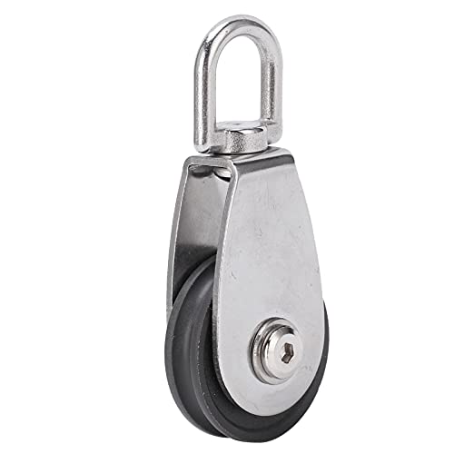 KANASI Fitness Bearing Pulley, Stainless Steel Dual Bearings Nylon Wheel Mute Pulley Block for Gym Equipment and Outdoor Rope Tools
