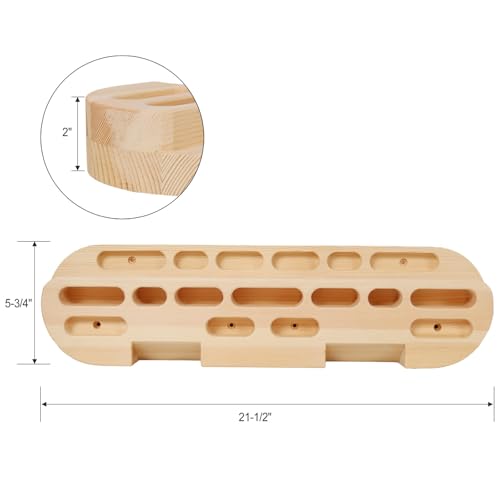 Portable Wooden Hangboard with Rope, Compact Fingerboard for Climbing Training, Multiple Grip Options, No-Drill Installation - size: 21.5 Inch