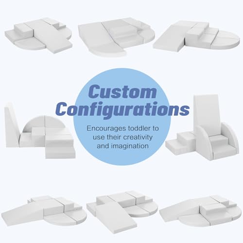 TODIBY 6-Piece Soft PU Leather Toddlers Climbing Toys, Baby Foam Climbing Blocks for Kids 3, Baby Climbing Structures Play Gym for Toddlers, Indoor Climb and Crawl Activity Play Set - style: Grey