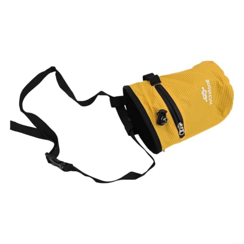 Rock Climbing Chalk Bag Featuring Stiffened Rim and Fleece Lining, No-Spill Magnesium Bag for Weightlifting Gymnastics Bouldering, 420D Fabric with Quick Clip Belt and Phone Pocket(Yellow) - size: Yellow