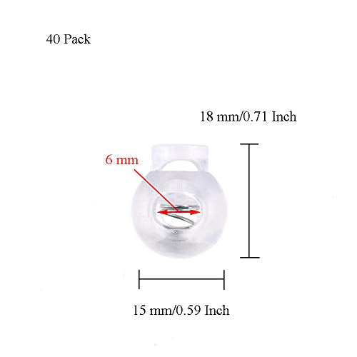 Spring Elastic Fastener Toggles Plastic Cord Lock Buttons Stopper Slider Thread Smooth Hold Tightly - color: Clear-18*15mm 40pcs