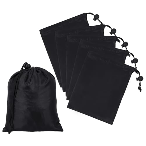 10 Pack Drawstring Bag with Toggle, Black Nylon Gym Ditty Bag Stuff Sack Storage Pouch for Travel Storage Pantry Gifts Organization, 7.95 x 6.14 Inch