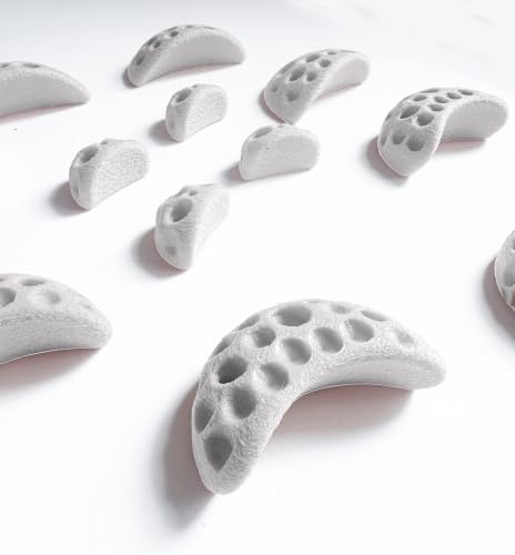 Moon Rock Climbing Holds Easy to Grab for Home Climbing Walls and Swing Sets. Positive in Cut Jugs Great for Kids. Dual Texture, Eco Friendly, Non-Toxic. 2X Stronger Recycled Material. (Bone White) - color: Bone White