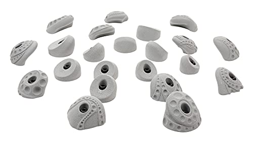 Atomik Rock Climbing Holds Set of 22 Bolt-on Tennis-Shoe Friendly in Earth Tone Gray