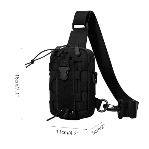 MiOYOOW Tactical Sling Bag, Waterproof Chest Pack Adjustable Crossbody Backpack for Men Women Outdoor Sports Climbing Camping - color: Black