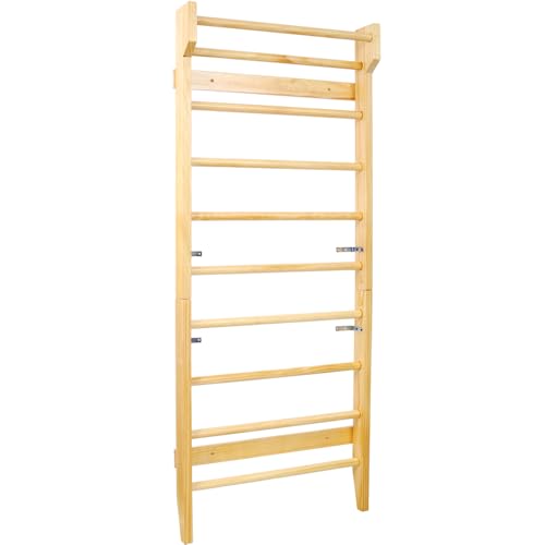 Wall-Mounted Wooden Swedish Ladder for Home Gym Use – Sturdy Pull-Up and Stretching Bar for Functional Fitness Training