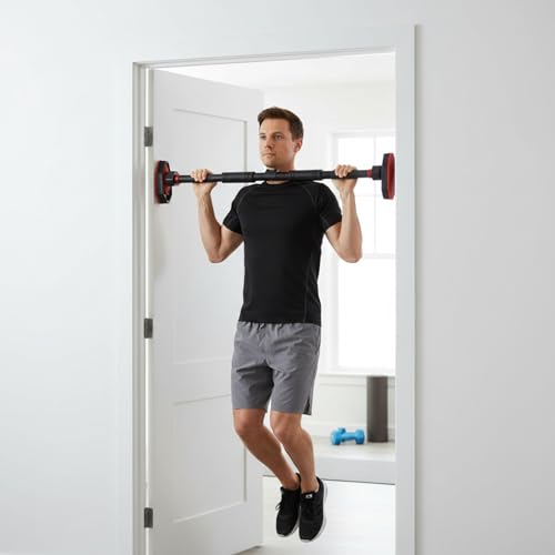 Adjustable Doorway Pull Up Bar for Home Gym - No Drilling Required, Portable Strength Training Bar with Comfortable Grip for Upper Body Workout - Fits Most Door Frames