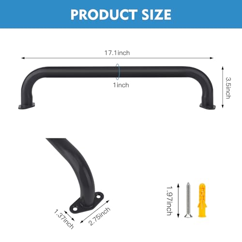 BiJun 17 Inch Monkey Bars Heavy Duty Metal Playground Handles,Black 4 Pack | Indoor Outdoor Ceiling Grab Bars,Anti-Rust Steel,300LBS Capacity,for Backyard Climbing Frame Treehouse Wall Ladder - color: Black-4pcs