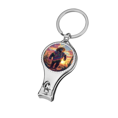 Guardian Bigfoot Sasquatch Nail Clipper with File Portable Metal Fingernail with Key Ring for Traveling Home Office