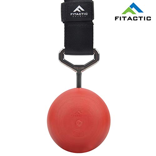 Rock Climbing Solid Training Cannonball Power Pull Up Ball Hold Grips for Straps for Finger, Forearm, Biceps, Back Muscles (Red, 4") Bundle with Upgraded 1 Pair Eagle Loops Grip for Fing