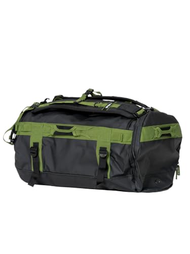 FUJI Unisex Convertible Duffle Backpack, Water-Resistant (Not Waterproof), Multi-Functional Luggage Gym Bag for Men and Women - color: Black/Green