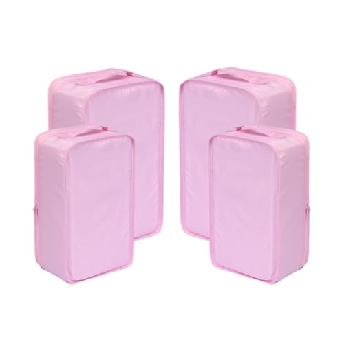 Travel Shoe Bags, Foldable Waterproof Shoe Pouches Organizer-Double Layer (2+2 Pink Shoebags) - color: Pink, size: 2+2 Packs