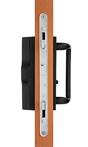 Rockwell Security Euro-Charlotte Sliding Glass Door Handle in Matte Black Finish fits 3-15/16" Screwholes and Fits Up to 1-3/4" Thick Doors - color: Matte Black