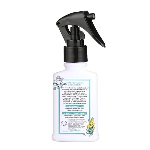 Sole-Pourri Shoe Deodorizer + Foot Spray,3.4 Fl Oz,Up to 150 Uses,Funk-Fighting Odor Freshener with Essential Oils,for Smelly Shoes,Feet & Gym Bags,Citrus & Mint Scent,(Pack of 2) - size: 1 Ounce (Pack of 2), style: Citrus Mint