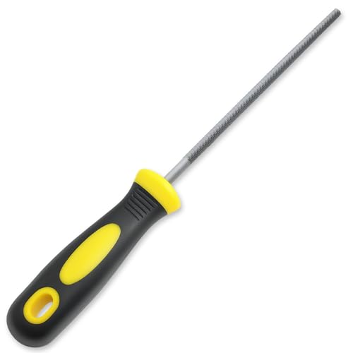 Dekotec 6-Inch Round File – High Carbon Hardened Steel, Ergonomic Grip, Plastic Non-Slip Handle, Suitable for Wood, Plastic, Metal, Model, 3D-Print, etc. - style: 6-Inch Round File – High Carbon Steel Hand File with Ergonomic Anti-Slip Handle