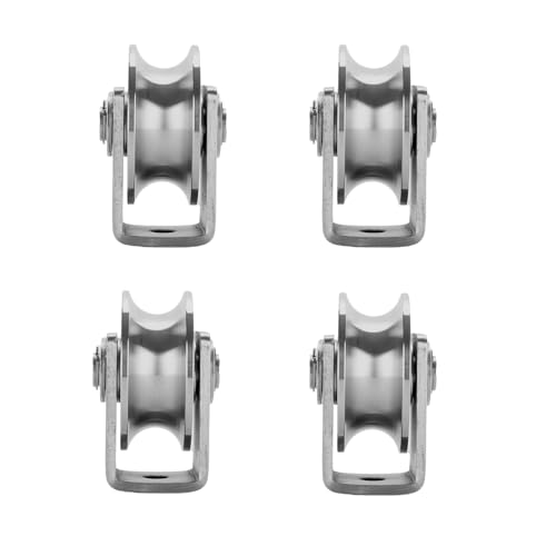 Stainless Steel U Groove Wheel Heavy Duty Pulley Smooth Rolling Door Wheels Sliding Gate Hardware High Weight Capacity Rollers Rolling Driveway Gate Bracket Rollers for Carts Furniture Machinery - size: 4pc 2inU
