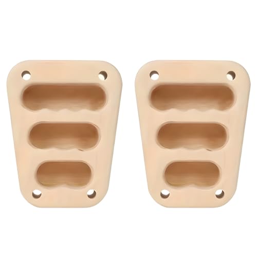 2 Pcs Wood Hangboard, Finger Strength Training Trapezoid Rock Climbing Holds, for Home Gym and Pull Up Bar, with Three Finger Grooves