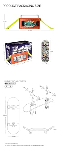 Lently Wood Fingerboards+Truck Set, 100mmL*30mm Mini Fingerboards and Multifunctional deformable Container (Back View) - color: Back View