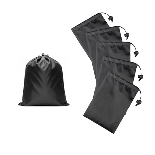 6-Pack Nylon Drawstring Bags with Toggle Closure - Multi-Size Cinch Sack Set for Travel Luggage Organization, Gym Gear, Shoe Storage, and Folding Blind Cane Pouch - Ditty Bags (11 x 13 Inch) - size: 11 x 13 Inch