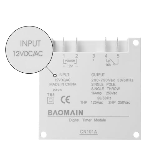 Baomain Time Switch Relay,Digital LCD Programmable Timer,12V DC/AC Input,200-250V 16A Output,28 Programs Daily/Weekly Schedule,CN101A for Lighting and Equipment Control - size: Timer without Cover