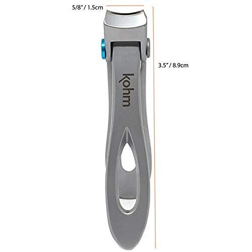 KOHM Nail Clippers for Thick Nails - Heavy Duty, Wide Mouth Professional Fingernail and Toenail Clippers for Men, Women & Seniors, Silver - color: Curved-silver