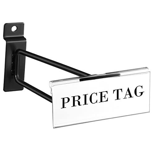 Oudain 8 Inch Slatwall Hooks with Label Holder,100 Pcs | Slot Board Accessories, Slatwall Panel Display, Black Metal Hangers, for Garage Shop Retail Display