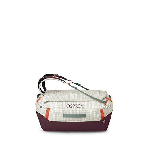 Osprey Transporter Lightweight Travel Duffel Bag - Extra Large Water Resistant Durable Gear Bag for Men and Women - color: Mystery White-moody Burgundy, style: 65l