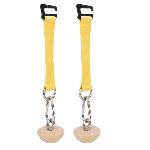 RiToEasysports 2PCS Pull Up Grip Balls, Sturdy Beech Wood Iron Faux Nylon Half Sphere Rock Climbing Holds for Strength Training Hand Exercise Home Gym Workout, with Comfortable Grip for