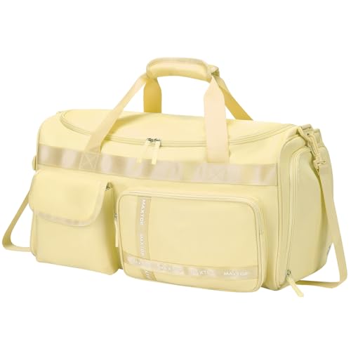 MAXTOP Gym Bag for Women Men Travel Duffle Bag Large Capacity Carry On Weekender Overnight Bag With Shoe Compartment Gym Tote Dry Wet Separation Duffel Bag for Travel - color: Yellow, style: Gym Bag