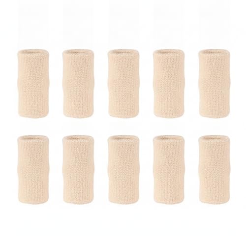10-Pack Nylon Finger Sleeves for Basketball & Football, Snug Fit, Durable Sports Cover - color: Nude