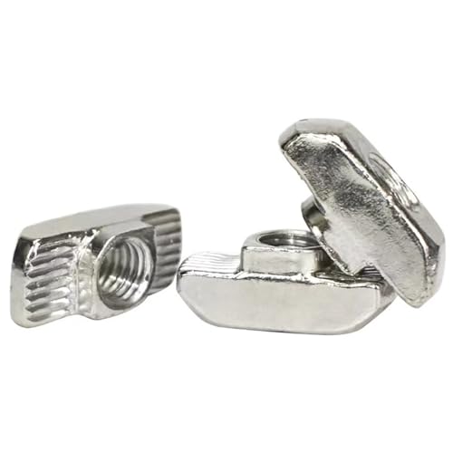 50 Pcs 3030 Series M5 T Nuts, T Slot Nut Hammer Head Fastener Nut, Nickel Plated Carbon Steel Nut for European Aluminum Profile,Drop in T Slot Nuts Assortment Kit(30-M5) - size: 30-M5(50 Pcs）