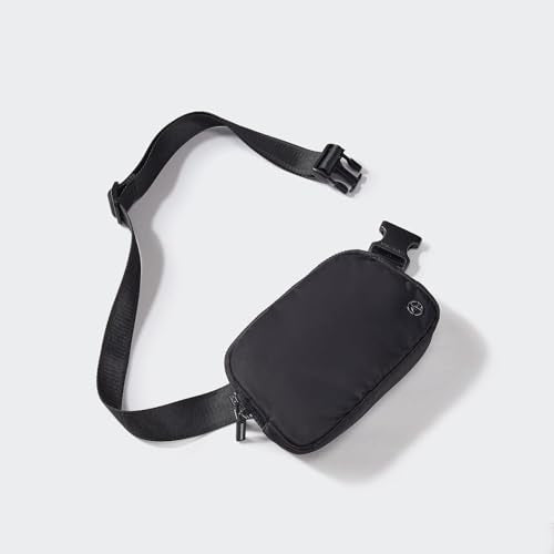 Pander Two Way Zipper Fanny Pack Nylon Everywhere Belt Bag for Women, Water Repellent Waist Packs, Crossbody Bags with Adjustable Strap (Black). | 1L nylon belt bag with a two-way zipper, three interior mesh pockets, and an adjustable strap for waist or c