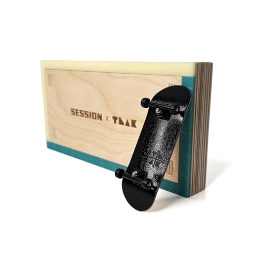 Teak Tuning x Session Fingerboard Manual Pad with Matte Acrylic Coping – 12.75" Long, 7.875" Wide, 6" Tall – Baltic Birch Wood Fingerboard Obstacle - Box for Manuals, Grinds & Slides