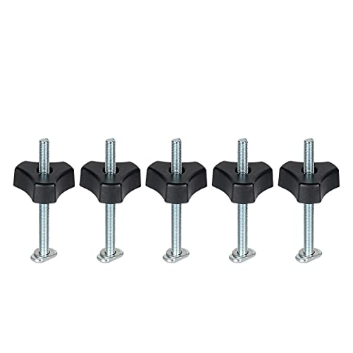 Toolcool M8 T Track Bolts Knob Kit 4 Inch T Slot Bolts with Washers T Track Accessories for Woodworking Jigs and Fixtures - 5 Pack