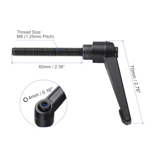 uxcell 4pcs Clamping Lever Handles, M8 x 60mm Black Oxide Carbon Steel Threaded Male Stud, Adjustable Handles Locking Quick Release Ratchet Push Button Bolt Knobs, Black - size: M8 x 60mm