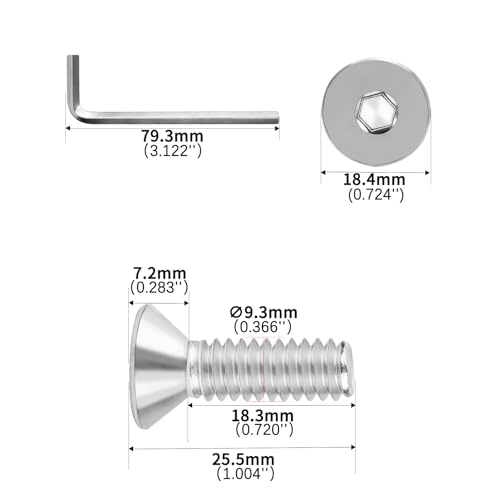 3/8-16x1 Flat Head Socket Cap Screws Bolts 30pcs HS/JXLS-03 | 304 Stainless Steel, UNC Coarse Full Thread, Equipped with Phillips Bit, for DIY, for Repair, Install Furniture Screws - size: 3/8-16x1"
